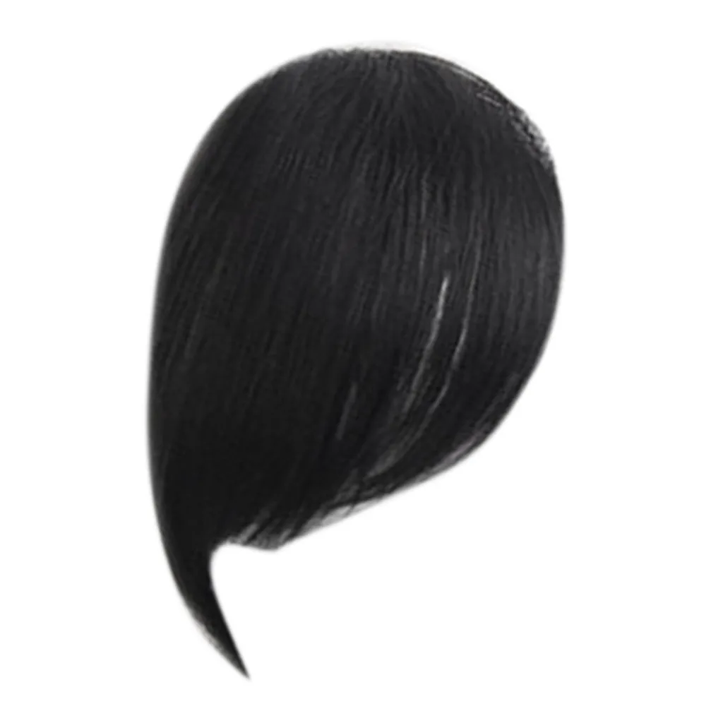 

Natural Real Human Hair Side Bangs/Fringe Hand Tied Bangs Fashion Clip-in Hair Extension (Natural Black)