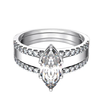 

1Ct Marquise Cut Diamond Set Rings Solid 925 Sterling Silver Ring White Gold Color Fancy Wedding Jewelry