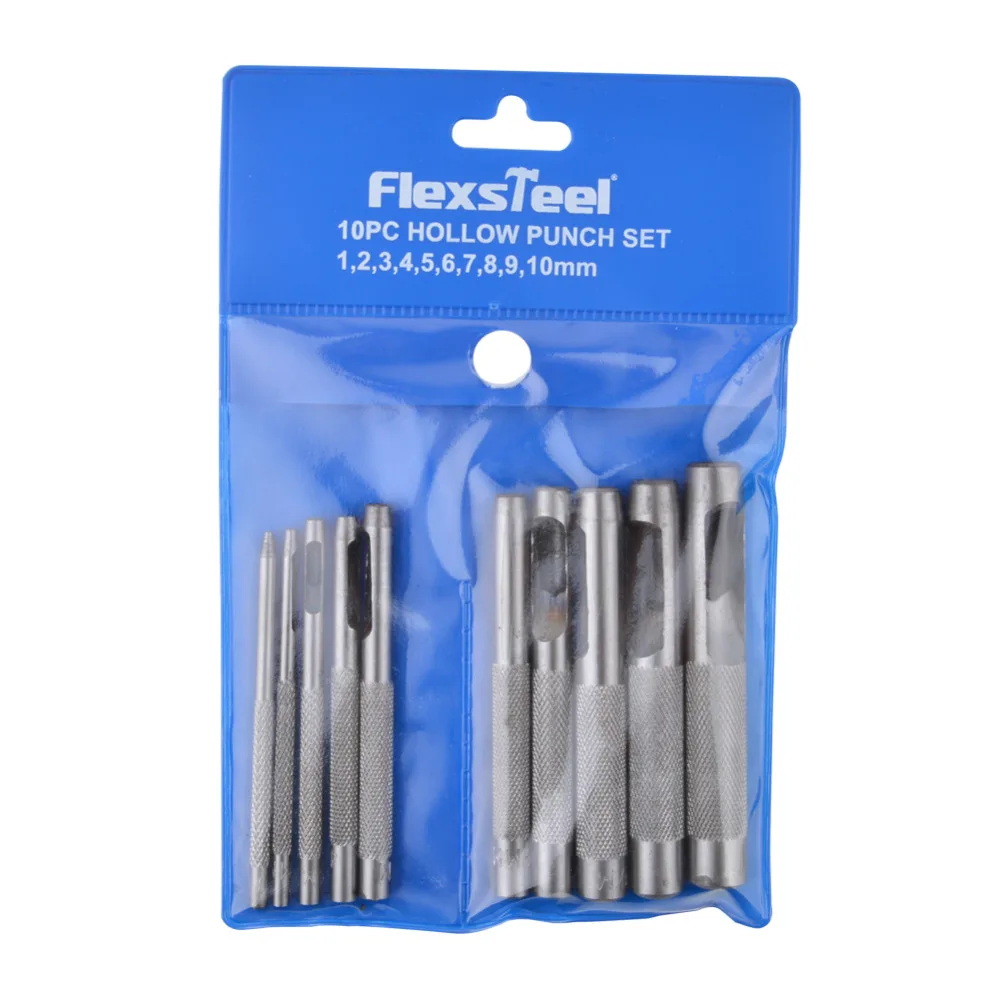 

10Pcs Leather Hollow Punch Set 1.0mm-10mm Leathercraft Tools Metal Steel Hole Craft Cutter Puncher for Belt Watch Band Gasket
