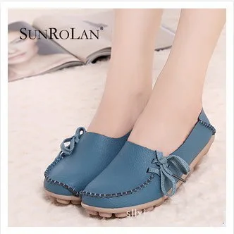 Promotions 2014 autumn mother work shoes genuine leather women shoes Lace Up Ballet Flats Comfort Anti