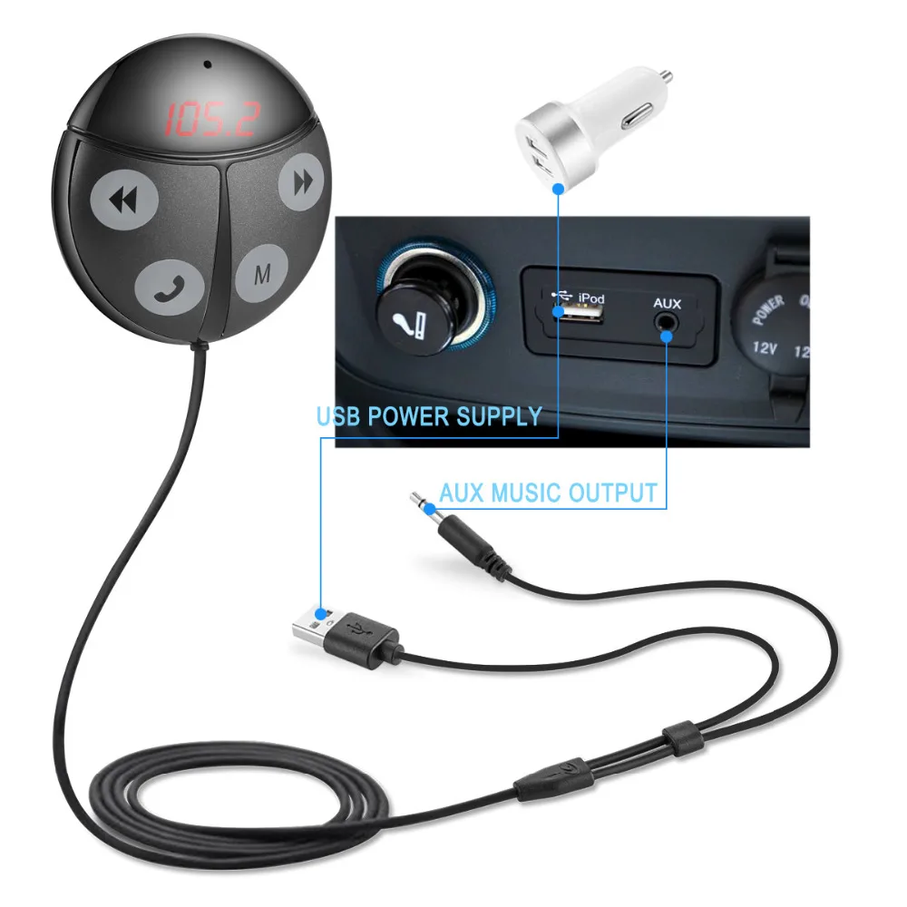 3.5mm Car MP3 Audio Player Wireless FM Modulator Car Kit Bluetooth