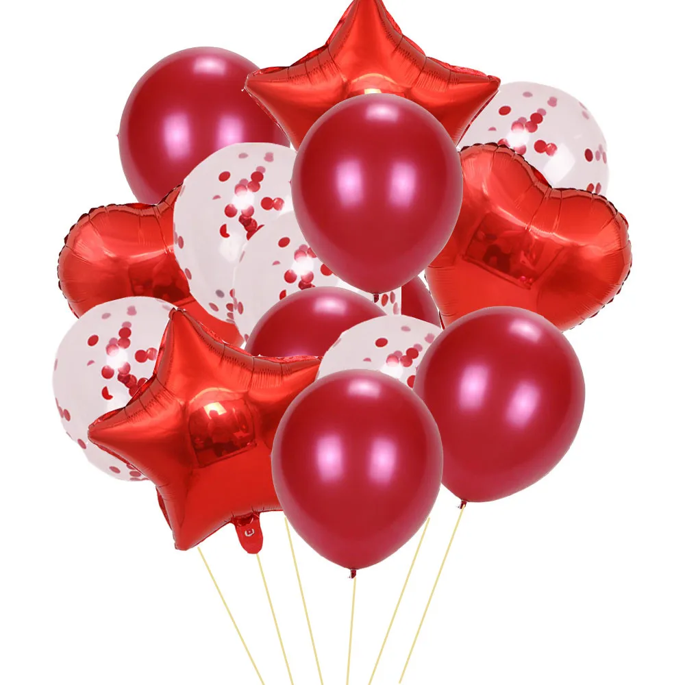red confetti 14 шт./лот, 12 дюймов, розовое золото, золото, латексные шары с 18 дюймовыми золотыми звездами, декор для свадьбы, дня рождения, вечеринки, надувной воздушный шар, поставка - Цвет: red confetti