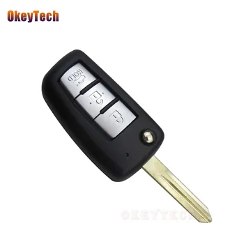 

OkeyTech for Nissan 3 Button Flip Folding Uncut Blade Auto Car Key Cover Case for Nissan Sylphy Sunny NV200 March Tiida Qashqai