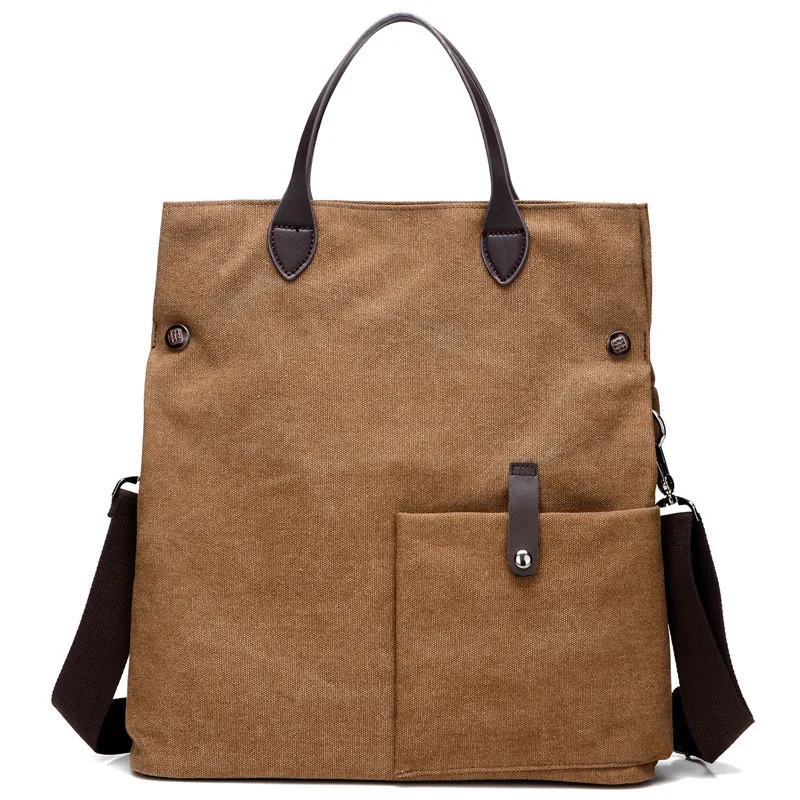 

Large Capacity Vintage Female Tote Bags Solid Zipper Design Ladies Handbag Canvas Messenger Bag For Women