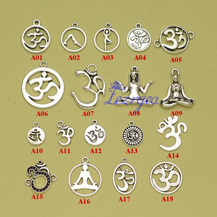 

Yoga OM Charms, Antique Silver OM symbol Pendants/Charms,Yoga OM connector, DIY supplies, jewelry making