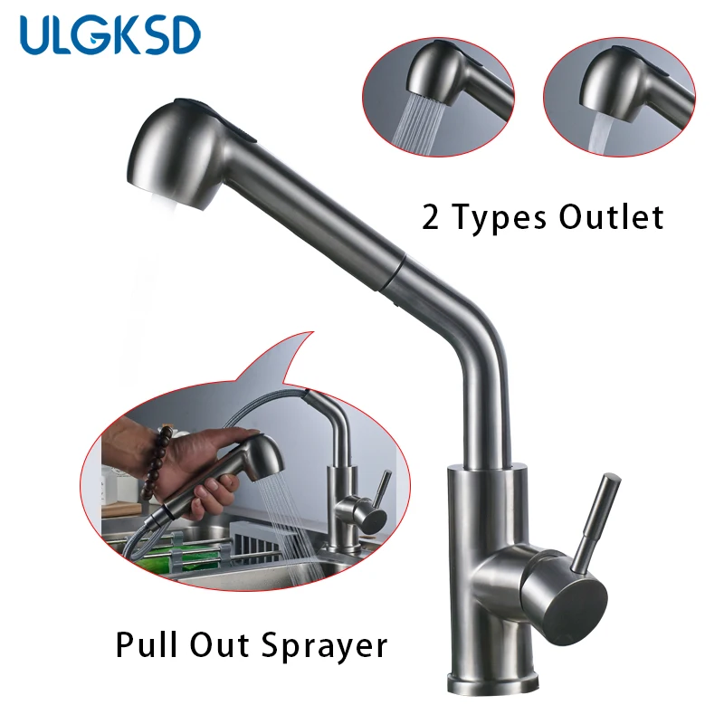 

Kitchen Faucet Stainless Steel Pull Out Sprayer Nozzle Kitchen Vessel Sink Faucets Cold and Hot Water Mixer Tap