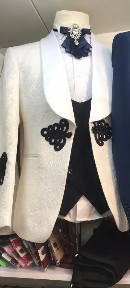 2 Для мужчин свадебные костюмы Slim Fit Комплект из 3 предметов смокинг жениха дружка мастер церемоний Главная сцена куртка брюки жилет певица костюм - Цвет: 2