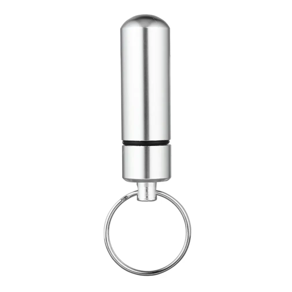 key holder Aluminum Waterproof Pill Shaped Box Bottle Holder Container Keychain medicine Keyring