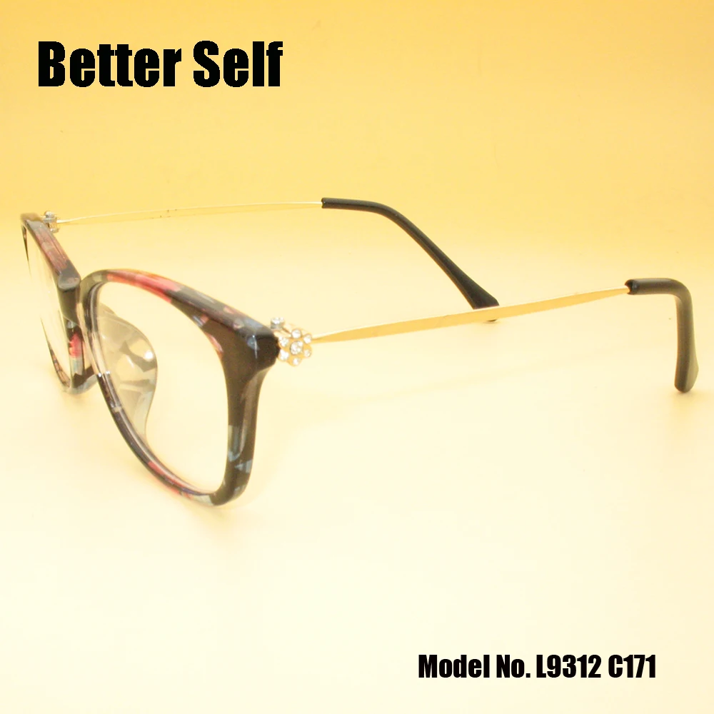 Беттер Селф L9312 полный обод очки PC очки цветок украшения тонкий темп прямоугольные солнцезащитные очки