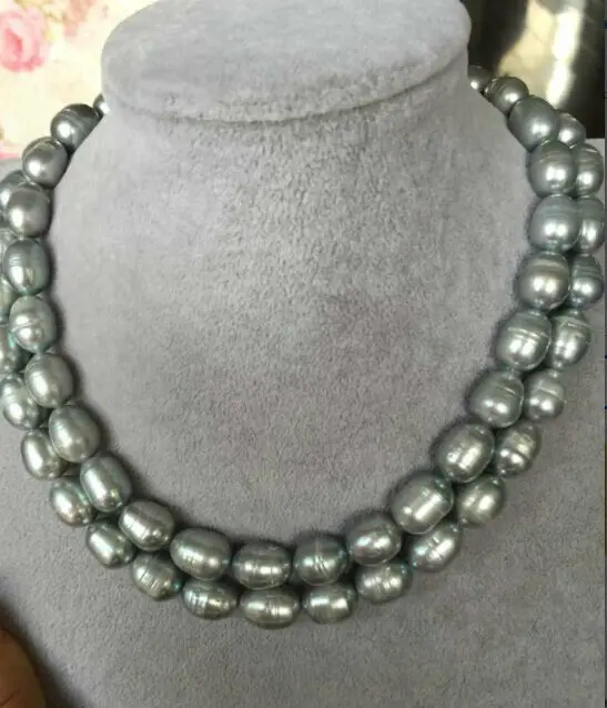 

double strands13-14mm SOUTH SEA BAROQUE GREY PEARL NECKLACE 18