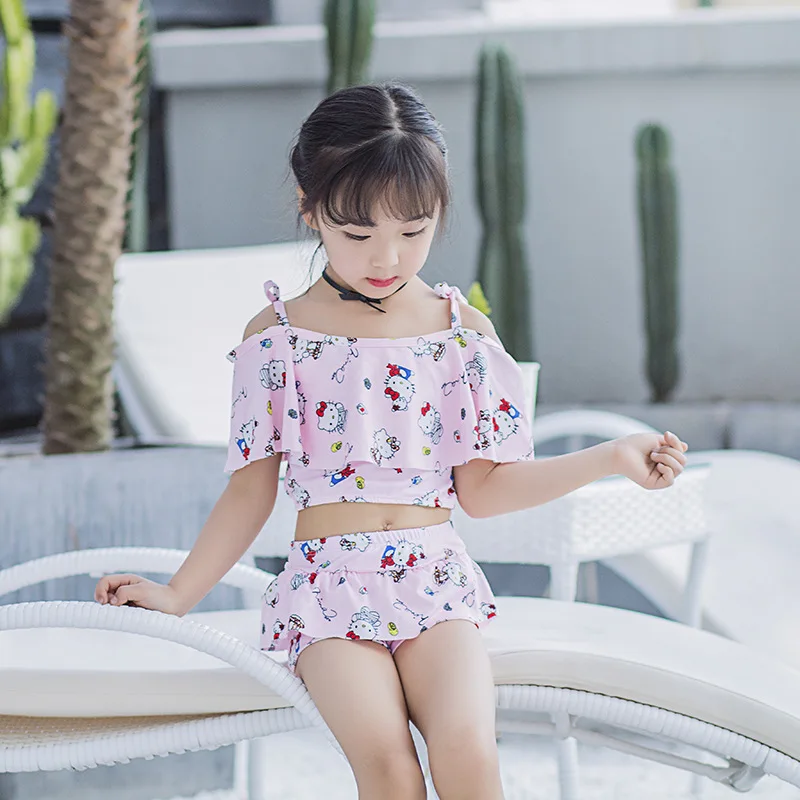 

4-8years Children Swimwear Girls Swimsuit Kids Girls Beach wear Bathing suit Girls Korean style Bikini set Biquini Infantil