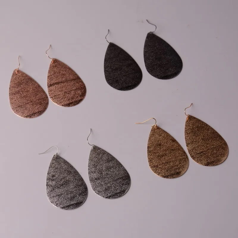 

2018 Hot New Brand Designer Inspired Metallic Teardrop Dangle Drop Earrings for Women Brass Gold Silver Leaves Drop Earrings