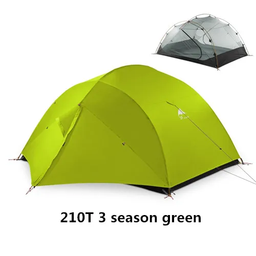 DHL 3F UL снаряжение 3 человека 4 сезона 15D палатка для кемпинга уличная Ультралегкая походная альпинистская охотничья водонепроницаемая палатка - Цвет: 210T 3 season green