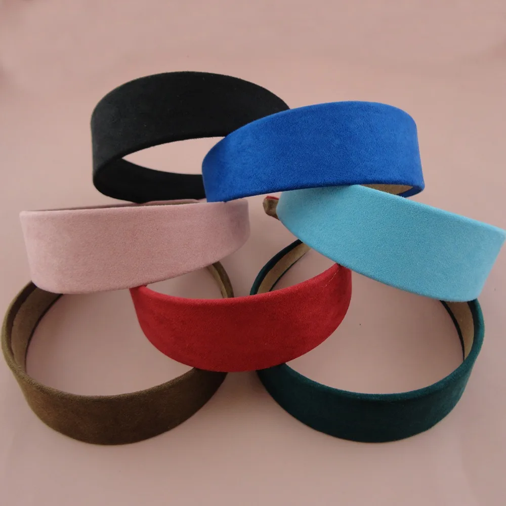 10PCS 3.8cm Matte Suede Velvet Covered Plastic headbands hair Hoops for