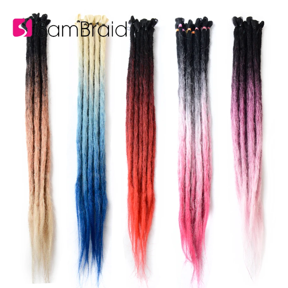 

Sambraid 40g/5Strands/Lot Pink Ombre Crochet Hai Handmade Dreadlocks Crochet Braids Synthetic Hair Extensions For Black Women