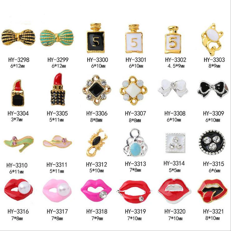 

10pcs/lot, Fashion Shapes Alloy Nail Art 3d Flat Back Colorful Diamonds Pearl Jewelry Rhinestones Nail Tips Decorations