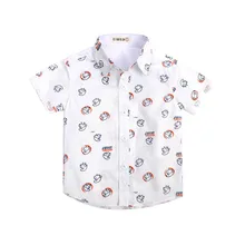 Детская рубашка с короткими рукавами рубашка для маленьких мальчиков хлопковая рубашка с рисунком для детей 2-10 лет