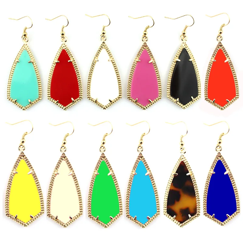 

E2399 Gold Kite Inspired Design Gold Frame Rhombus Earrings American Fashion Southern Style Women Boutique Jewelry Wholesale