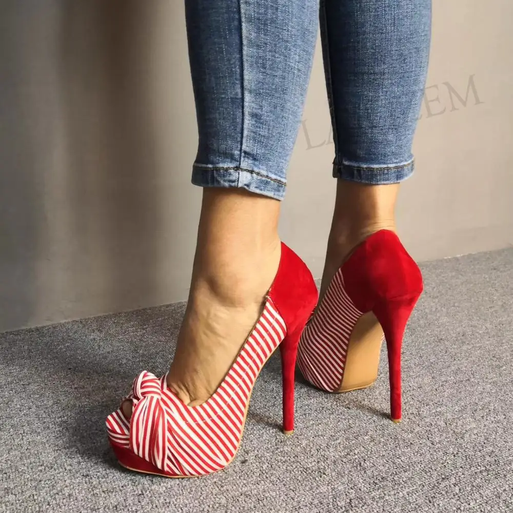 LAIGZEM CHIC Women Heels Peep Toe High Stiletto Heels Pumps Party Date Casual Female Ladies Shoes Zapatos Mujer Big Size 34-52 (16)