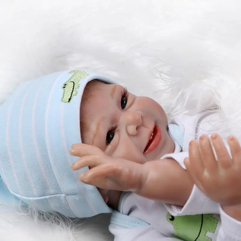 

New 55cm Soft Silicone Reborn Baby Doll 22" Vinyl Body Girl Laugh Brinquedos Dolls Bonecas Lifelike Newbabies Play House Toys