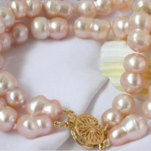 Z5547 Реал " 11 мм розовый круглый пресноводным культивированным жемчугом браслет благородный стиль Природный тонкой jewe Быстрая