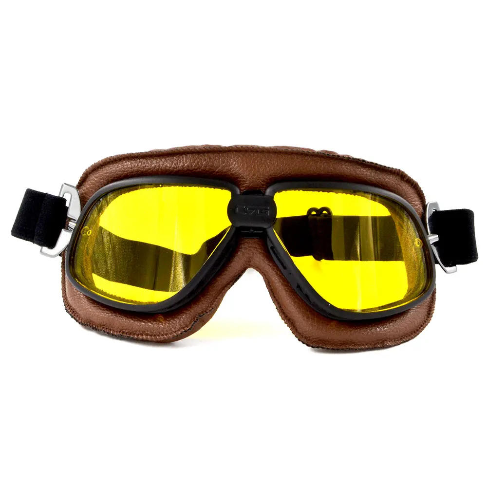 Универсальные мотоциклетные очки, дымчатые линзы, мотоциклетные шлемы, очки в винтажном стиле, шлем пилота, с открытым лицом, полуочки для мотокросса - Цвет: Yellow Goggles