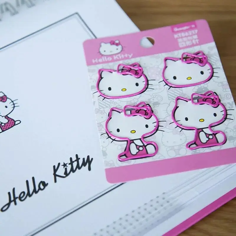 4 шт./упак. рисунок «Hello Kitty» мультфильм металлический Бумага клип креативная Закладка Украшение Аксессуары канцелярские принадлежности для школьных канцелярских товаров G41