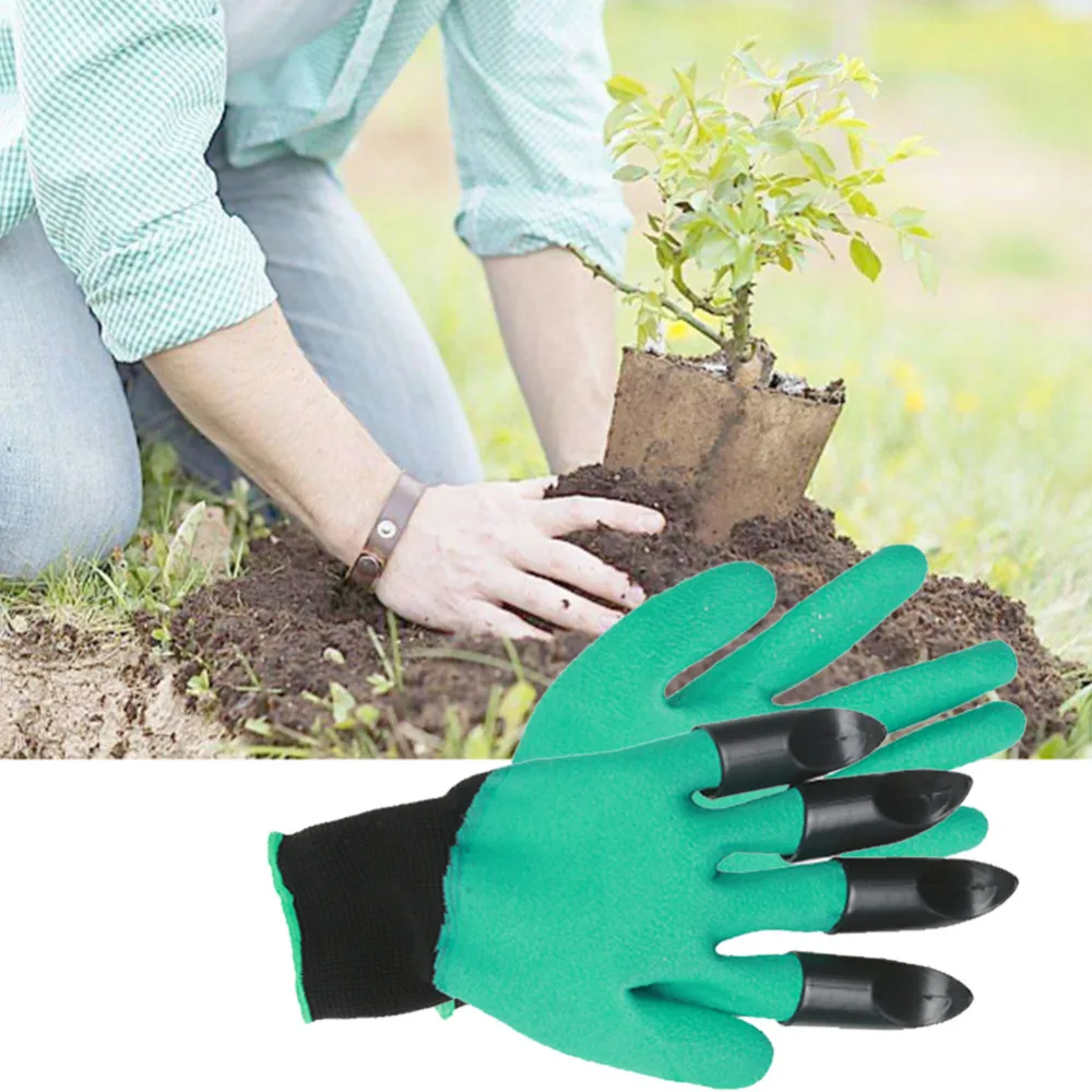 

1 Pair Garden Gloves 4 ABS Plastic Garden Genie Rubber Gloves With Claws Quick Easy to Dig and Plant For Digging Planting new