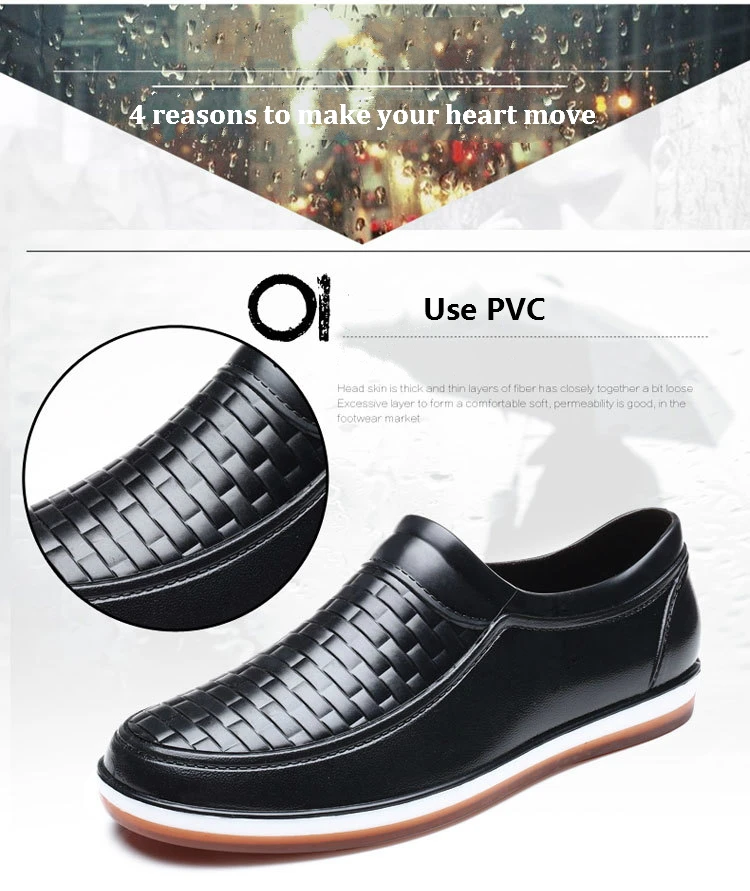 Unisex Waterproof Rain Boots Short Buttons Resistant Pvc Ankle Water Shoes