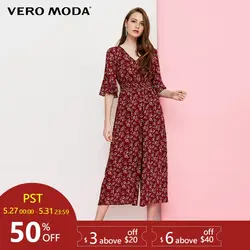 Vero Moda цветочный v-образный вырез Ruffled комбинезон капри для женщин | 318144520