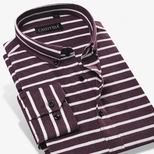 Мужская Стандартная рубашка в полоску с длинным рукавом, удобная мягкая Повседневная рубашка на пуговицах из хлопка