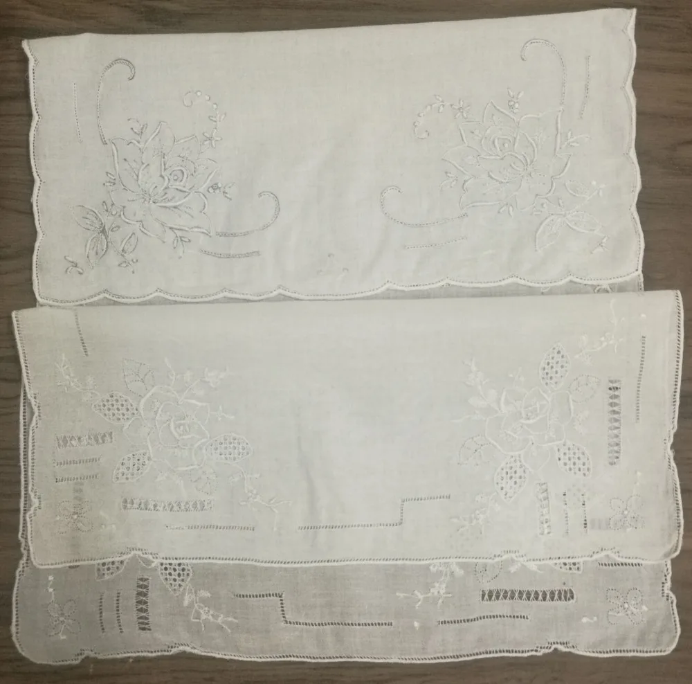 2 шт./лот 2 разных стилей Handkerchiefs11.5x11.5 "белый льняной ручная вышивка Винтаж цветочные платки Hanky для невесты подарки