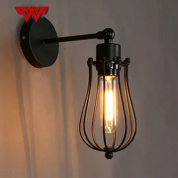 

WOOTOP Nordic American retro living room balcony light mini iron frame LED wall light creative rural nostalgic single chandelier