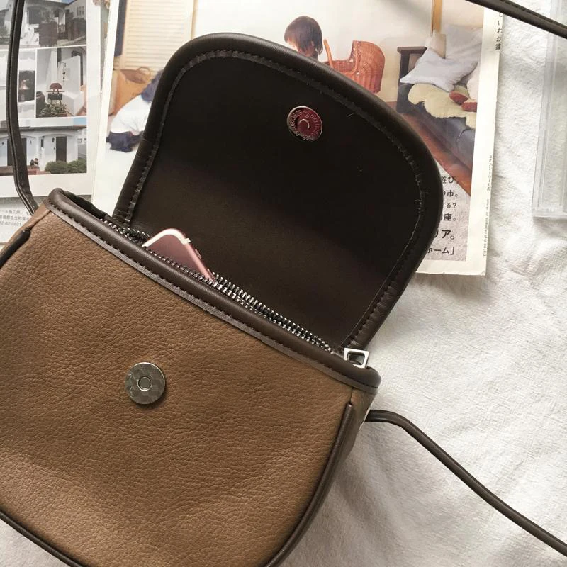 الإناث صغيرة لطيف حقيبة كتف جرلي بو الجلود اليابانية Kawaii السرج Crossbody حقيبة مراهق بسيط اليومية الهاتف المحمول محفظة