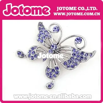 

Elegant bridal blingbling Lavender crystal rhinestone butterfly brooch