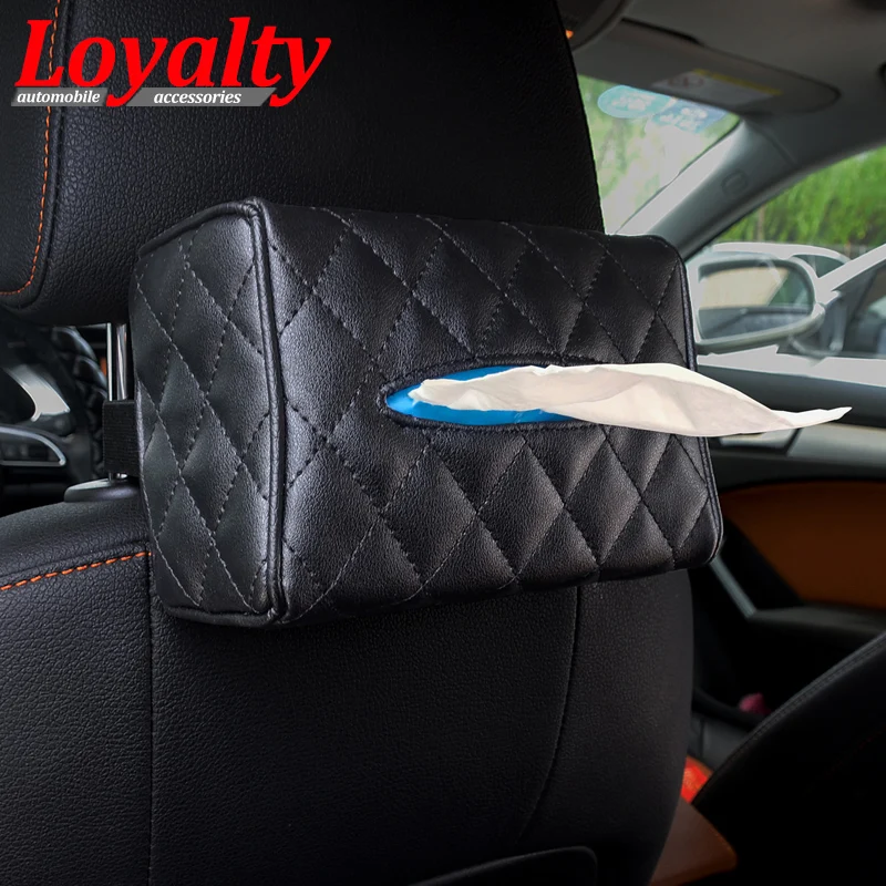 

Loyalty PU Soft Leather Originality Sun Visor Storage Hanging Type Paper Towel Box Back of The Chair for Auto Accessories