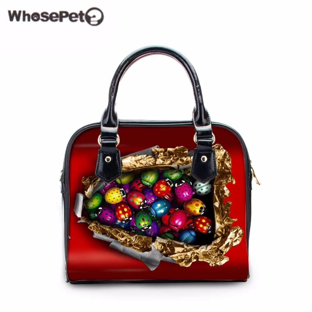 

WHOSEPET 3D Ladybugs Girls Handbags Fashion Ladies Totes Female Crossbody Shoulder Bags Women Mini Clutch Purse Bag Small Tote
