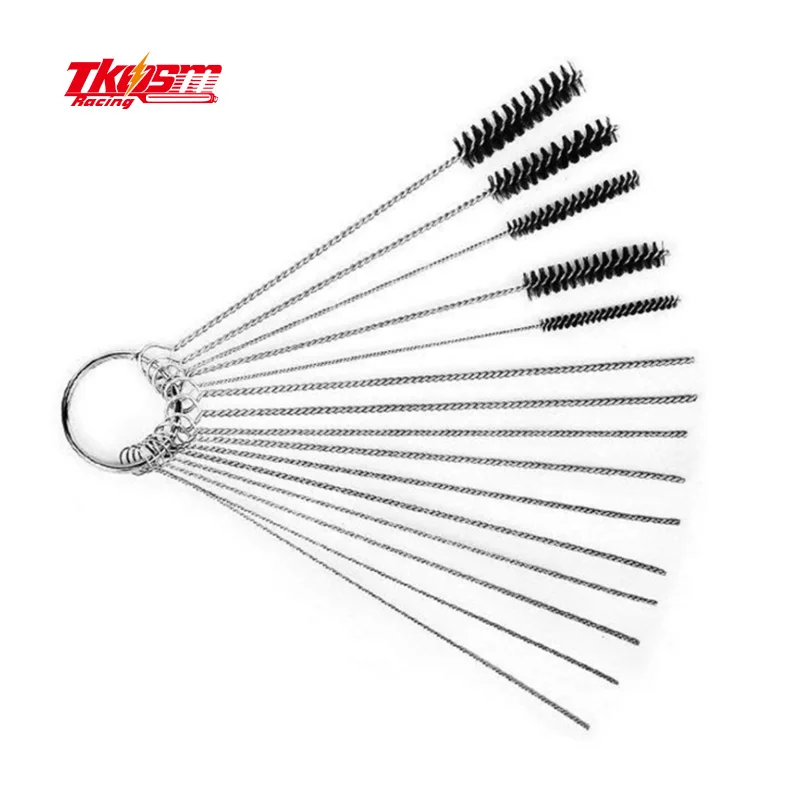 TKOSM Motocicleta carburador aguja cepillo de limpieza Kit de limpieza Nylon Metal herramienta