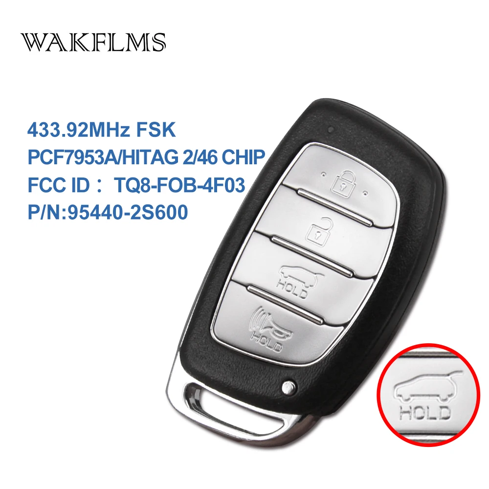 

New 4 Button Smart Remote Car Key Fob Key 433MHZ 7953A Chip For Hyundai TUCSON 2014 2015 with Blade 95440-2S600