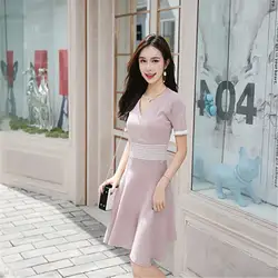 2018 новые летние Корейская версия тонкий нежный ветер ретро дамы талии платье женщины
