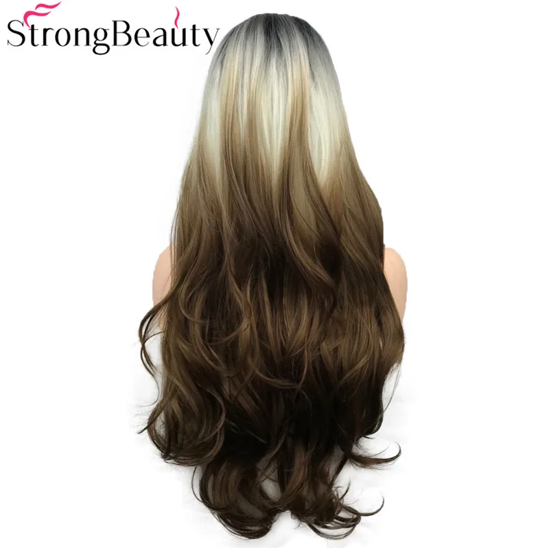 2085 long natural wave wigs white brown ombre women wig (4)
