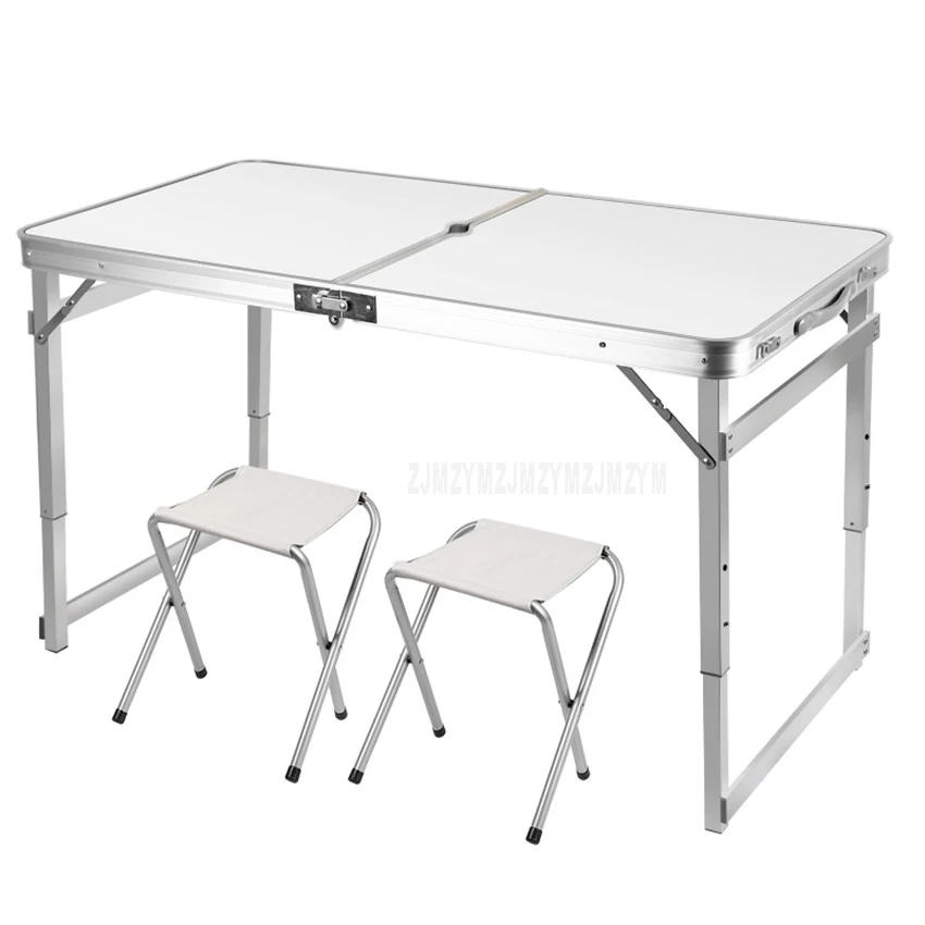 Mesa plegable al aire libre con piezas taburete de 4 piezas de aleación de aluminio de Camping impermeable ultraligero Durable Escritorio de mesa plegable 120 cm 60