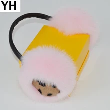 Зимний Леди натуральным лисьим мехом наушники теплые мягкие пушистые натуральный мех лисы наушники России Для женщин Элитная лисий мех Earflap