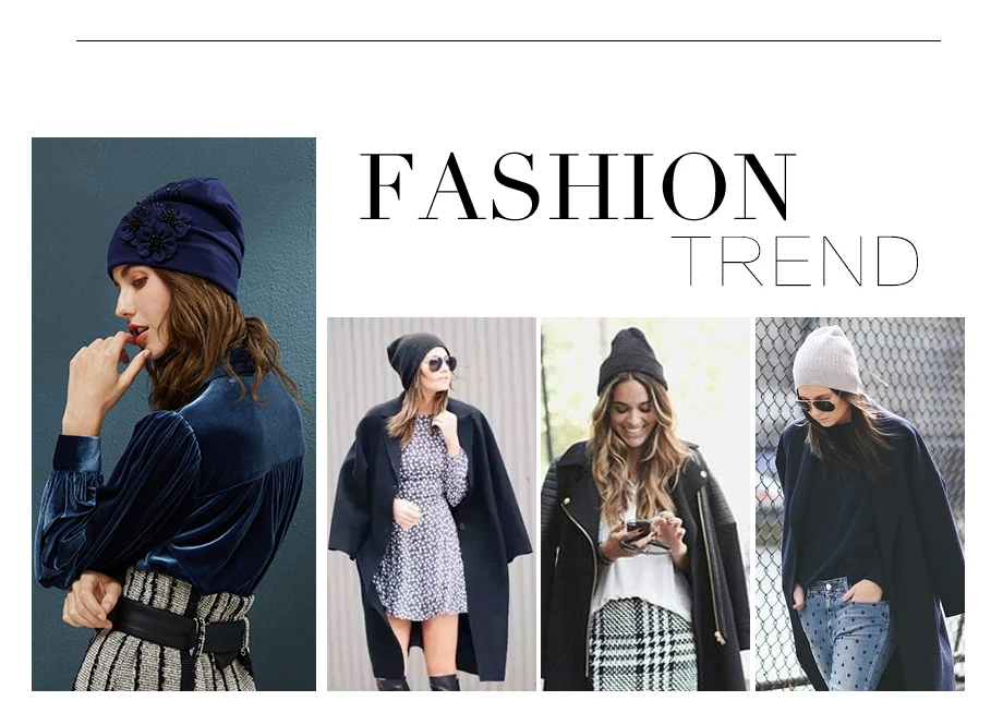 2018 Autumn Female Beanie Bonnet With Rhinestone Hats Three Flowers Caps Knitted Cotton For Women Warm Beanies Slouchy Skullies (3)
