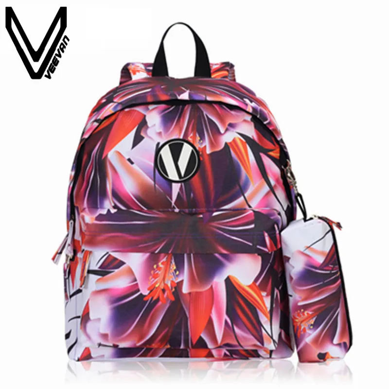 

VEEVANV 2 Pcs/ Set School Backpacks Girls Printing Shoulder Bag Childern Rucksack Fashion Mochila Women Backpacks School Bookbag
