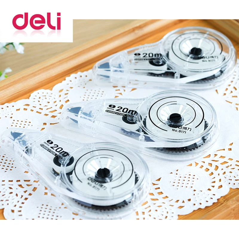 

Deli 3pcs/pagkge 20m long correction tape Transparent shell student correction belt 8172 Simple style suit correction belt