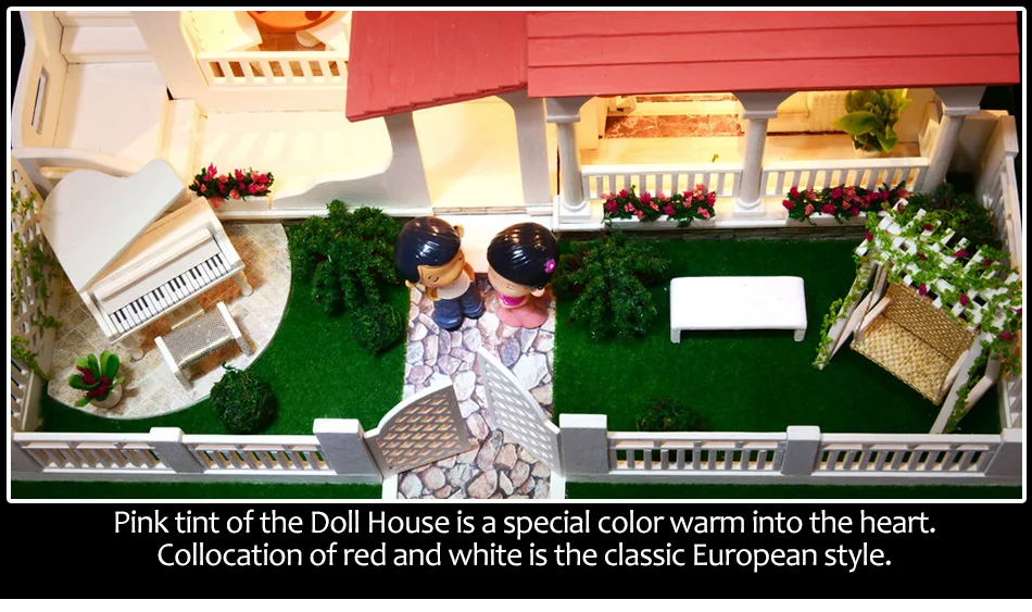 Кукольный дом DIY Каса игрушка большая вилла ручной сборки комплект мебели для строительства 3D модель миниатюрный кукольный домик набор мебели