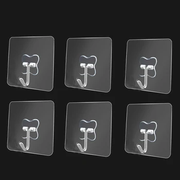 

Strong Transparent Wall Hanger Rack Space Saver Waterproof Adhesive Hooks Heavy Load Sucker Rack Bathroom Kitchen Hook Hangers