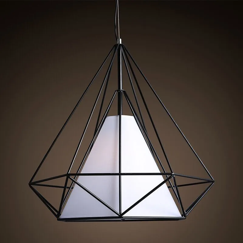birdcage chandeliers Scandinavian modern minimalist art pyramid iron chandelier creative restaurant lights (10)