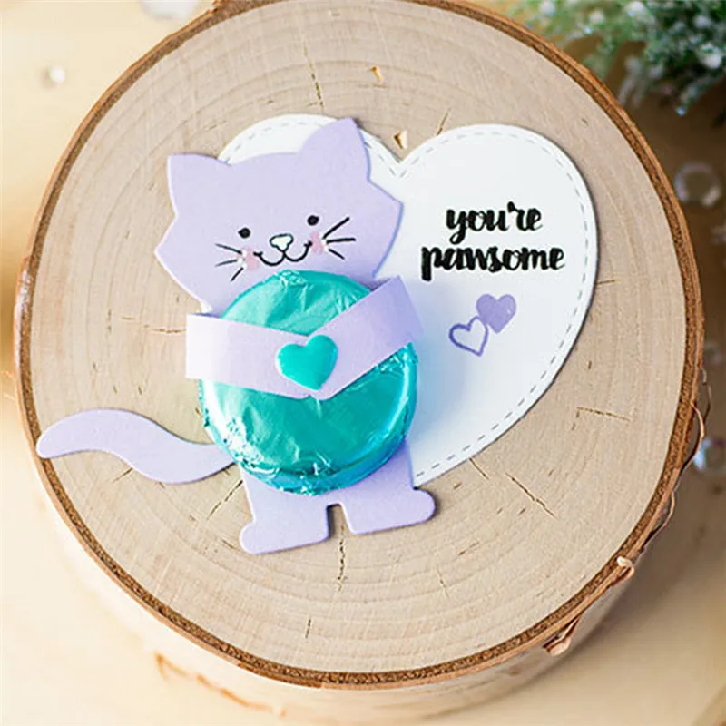 

InLoveArts 1PC Animal Kitty Hugger Metal Cutting Dies for Card Making New 2019 for Scrapbooking Metal Cutting Dies only dies
